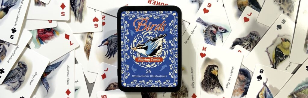 illustrated playing cards  - gift case
