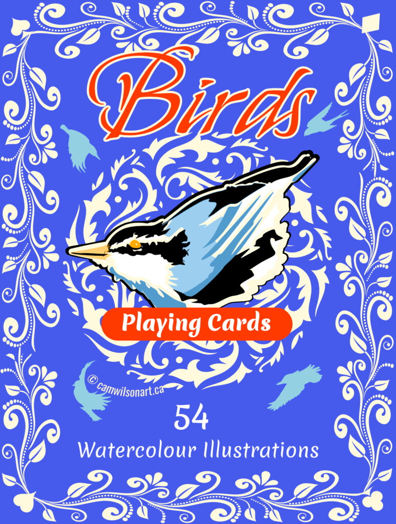 illustrated birds playing cards cover
