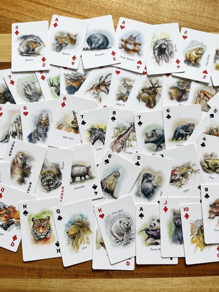 all of the wildlife illustrated playing cards