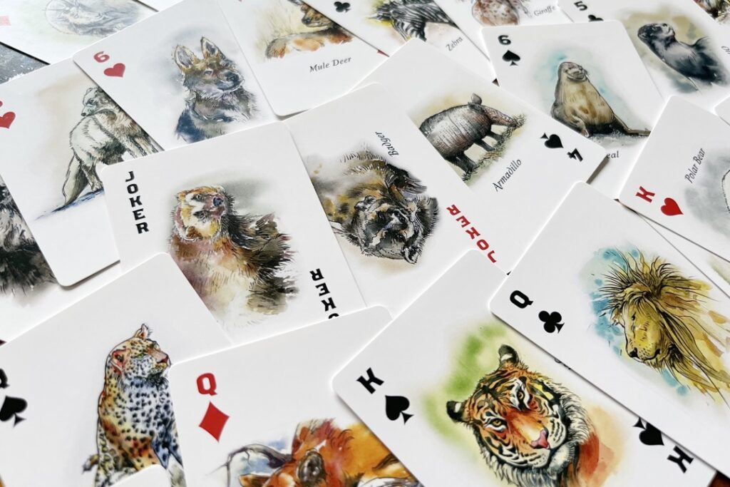 some of the illustrated wildlife playing cards