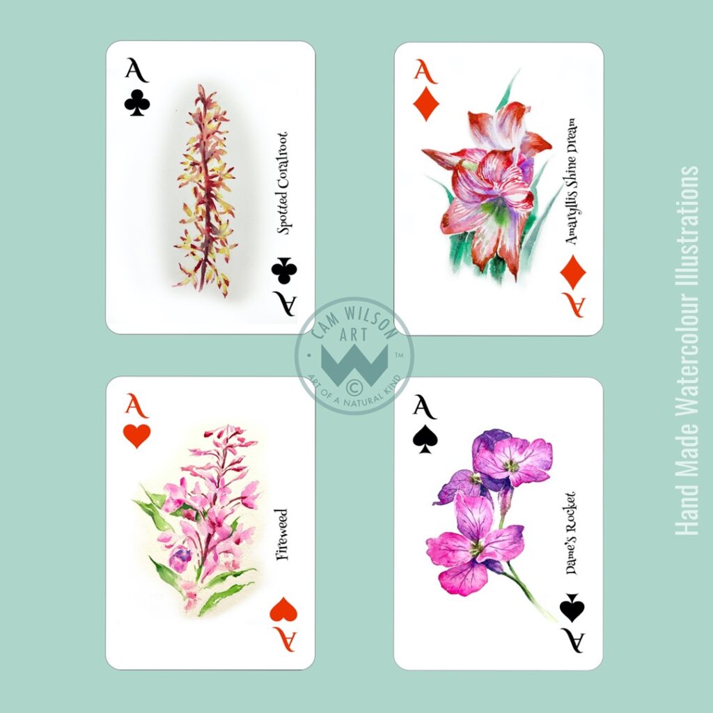wildflower illustrated playing cards - coralroot