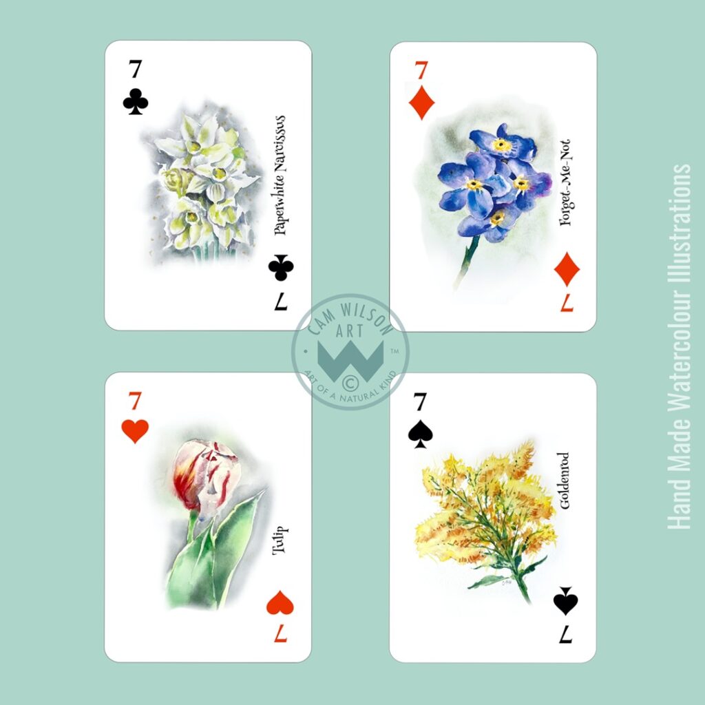 wildflower illustrated playing cards - goldenrod